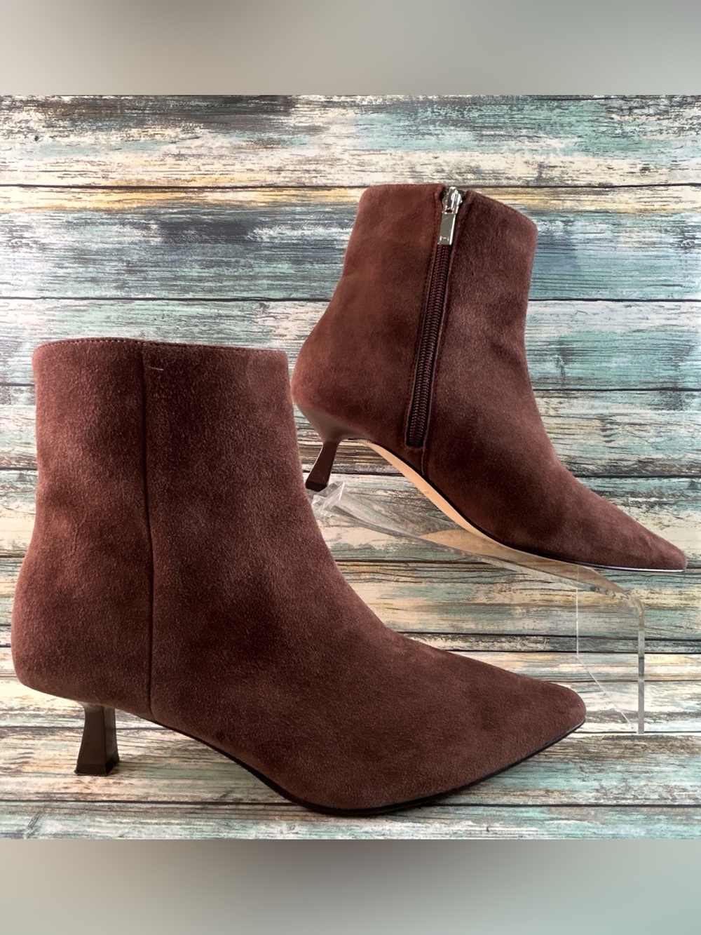 Marc Fisher Kolton Ankle Booties Womens Size 6.5 Medium Brown Suede Zip Up